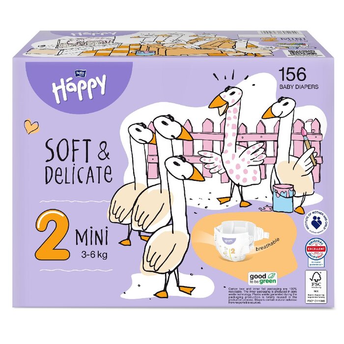 bella baby Happy Windeln Gr.2 Mini 3-6kg HAPPY BOX 156 Stück