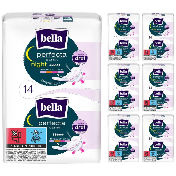 bella Perfecta Ultra Damenbinden Night mit Flügeln Silky Drai 14 Stück im 7er Pack