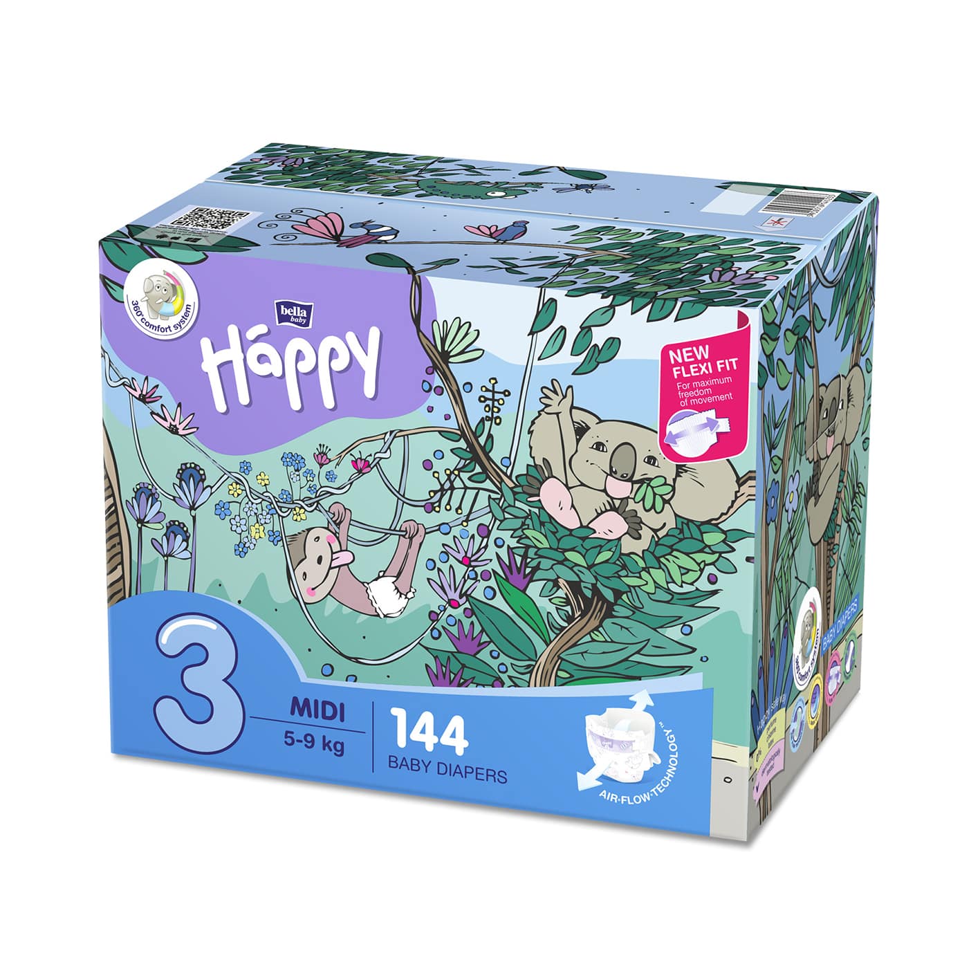 bella baby Happy Windeln Gr.3 Midi 5-9kg HAPPY BOX 144 Stück