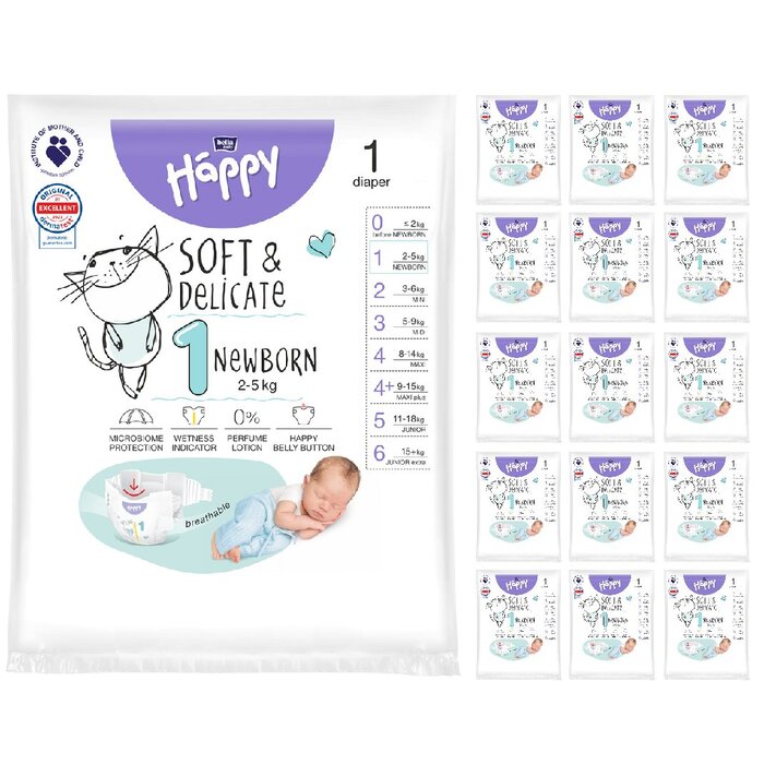 bella baby Happy Windeln Gr.1 Newborn 2-5kg 1 Stück 16er Pack