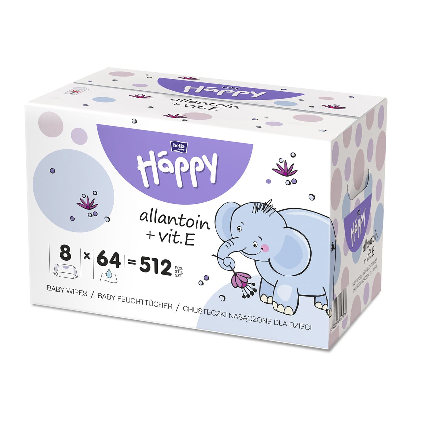 bella baby Happy Feuchttücher Allantoin & Vit. E 64 Stück im 8er Pack