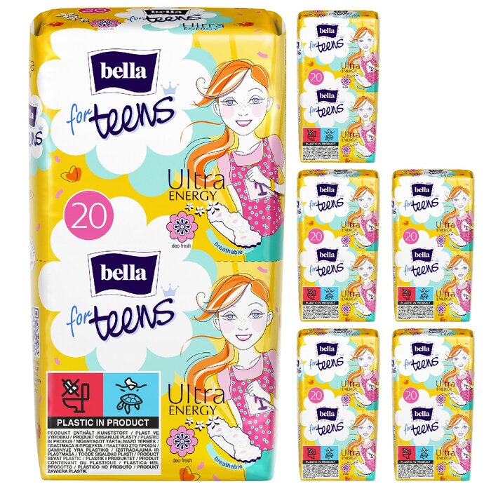 bella for teens Ultra Damenbinden Energy 20 Stück 6er Pack