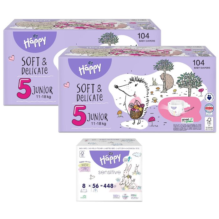 1. Sorte Feuchttücher: Mandel & Olive, 1. Größe bella baby Happy Box : Größe 5 Junior 11-18kg, 2. Größe bella baby Happy Box: Größe 5 Junior 11-18kg