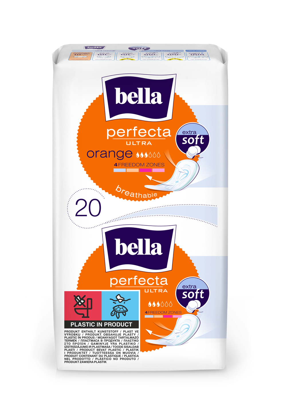 bella Perfecta Ultra Damenbinden Orange ohne Flügel Extra Soft 20 Stück