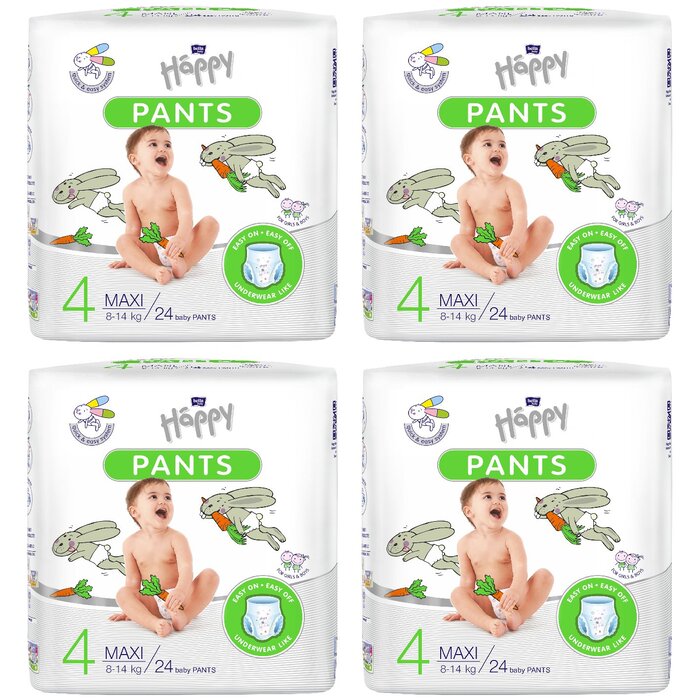 bella baby Happy Pants Größe 4 Maxi 8-14 kg 24 Stück 4er Pack