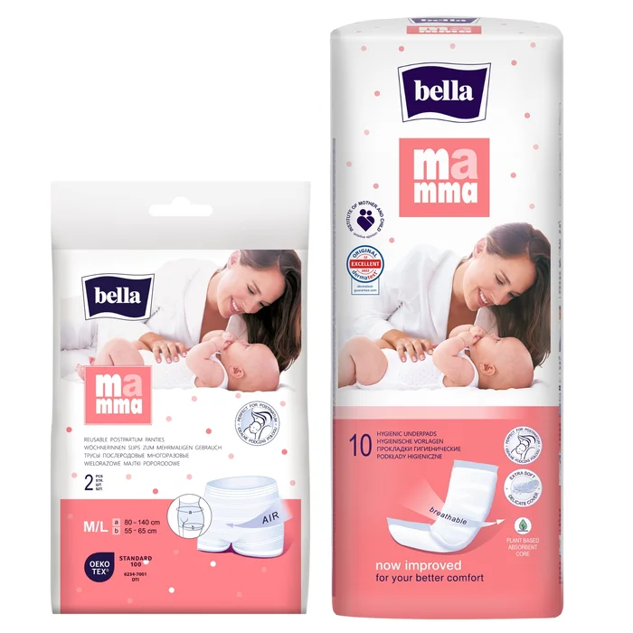 bella Mamma Set 6 Slips M/L +60 Stück Wöchnerinnen Vorlagen/Vlieswindeln