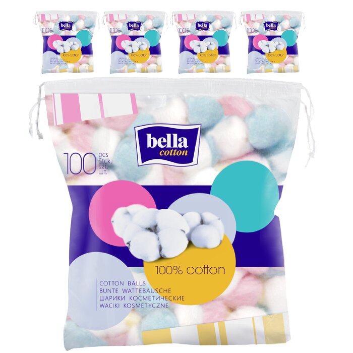 bella cotton bunte Wattebällchen 100 Stück im 5er Pack