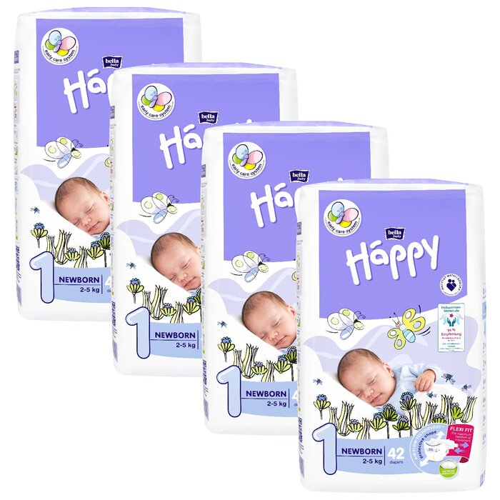 bella baby Happy Windeln Gr.1 Newborn 2-5kg 42 Stück im 4er Pack