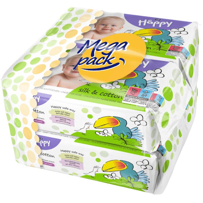 bella baby Happy Feuchttücher Seide & Baumwolle 64 Stück im 4er Pack