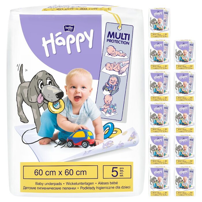 bella baby Happy Wickelunterlagen 60x60 cm 5 Stück 12er Pack