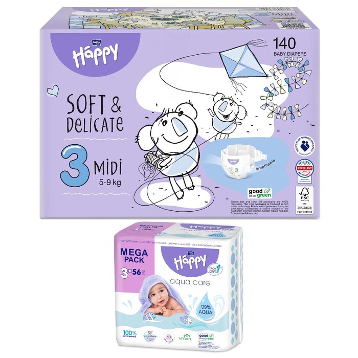 Feuchttücher Sorte: 4er Pack Allantoin & Vitamin E, bella baby Happy Box Soft: bella baby Happy Box Gr. 3 Midi