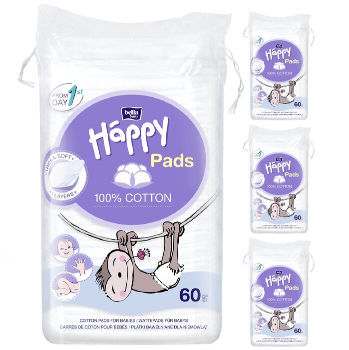 bella baby Happy Wattepads 9x11 cm 60 Stück im 4er Pack