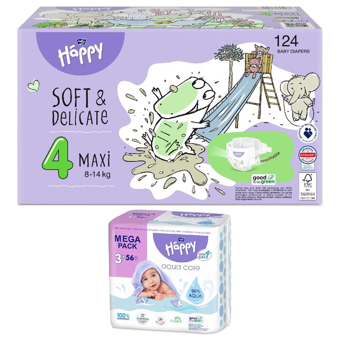 Feuchttücher Sorte: 4er Pack Seide & Baumwolle, bella baby Happy Box Soft: bella baby Happy Box Gr. 4 Maxi