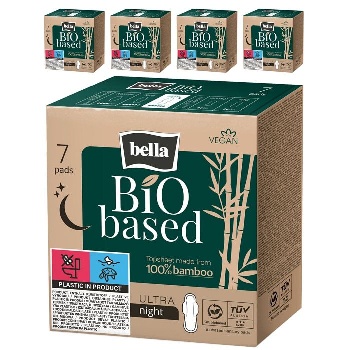 bella Bio based Ultra Damenbinden Night 7 Stück 5er Pack 