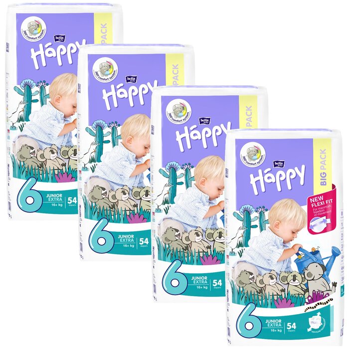 bella baby Happy Windeln Größe 6 Junior Extra 16+kg BIG PACK 4x54 Stück