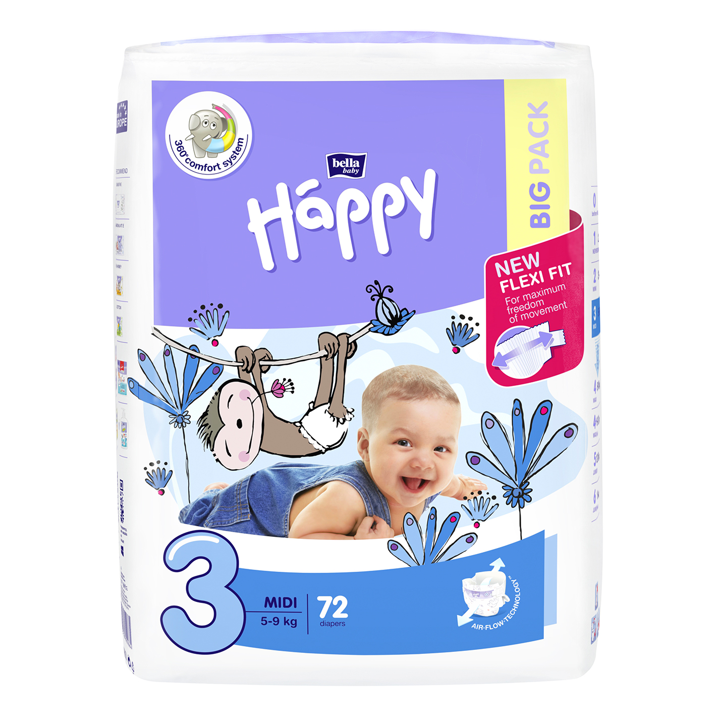 bella baby Happy Windeln Gr.3 Midi 5-9kg BIG PACK 72 Stück