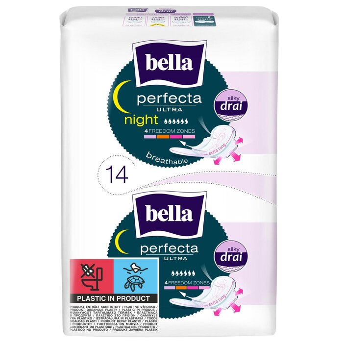 bella Perfecta Ultra Damenbinden Night mit Flügeln Silky Drai 14 Stück