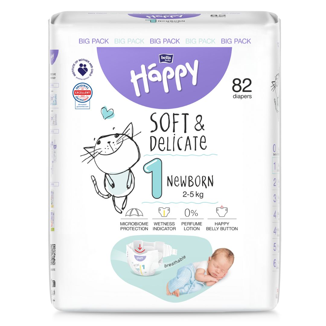 bella baby Happy Windeln Gr.1 Newborn 2-5kg BIG PACK 82 Stück