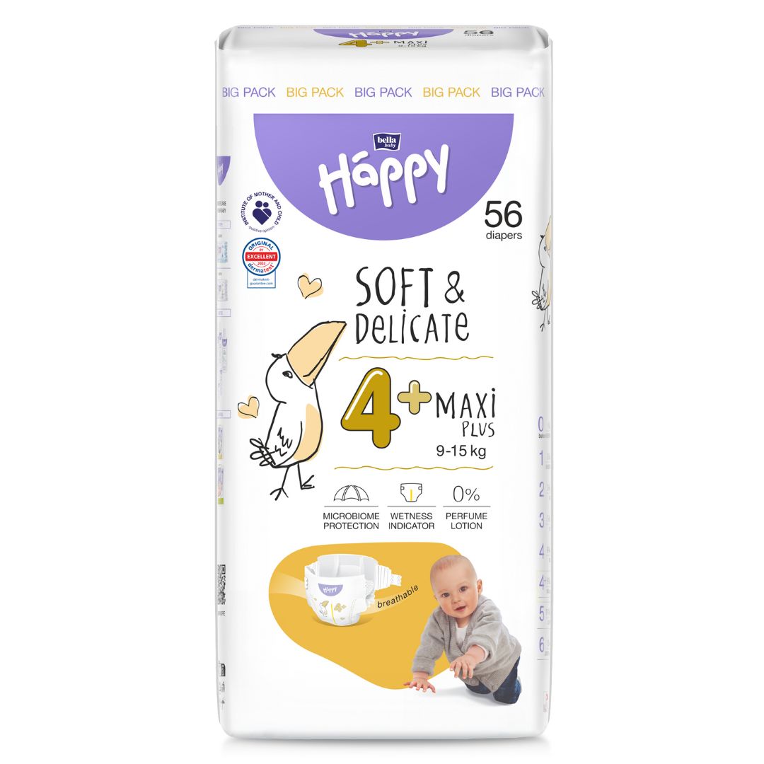 bella baby Happy Windeln Gr.4+ Maxi Plus 9-15kg BIG PACK 56 Stück