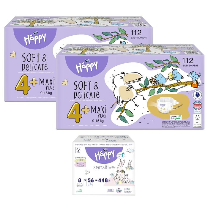 1. Sorte Feuchttücher: feuchtes Toilettenpapier Calendula, 1. Größe bella baby Happy Box : Größe 4+ Maxi Plus 9-15kg, 2. Größe bella baby Happy Box: Größe 3 Midi 5-9kg