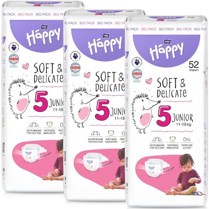 bella baby Happy Windeln Gr. 5 Junior 11-18kg BIG PACK 52 Stück 3er Pack