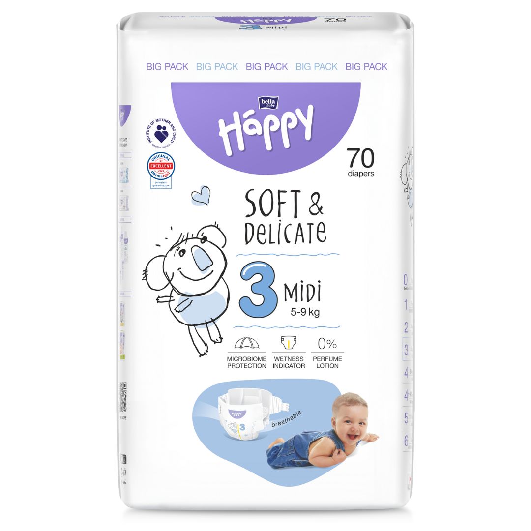 bella baby Happy Windeln Gr.3 Midi 5-9kg BIG PACK 70 Stück