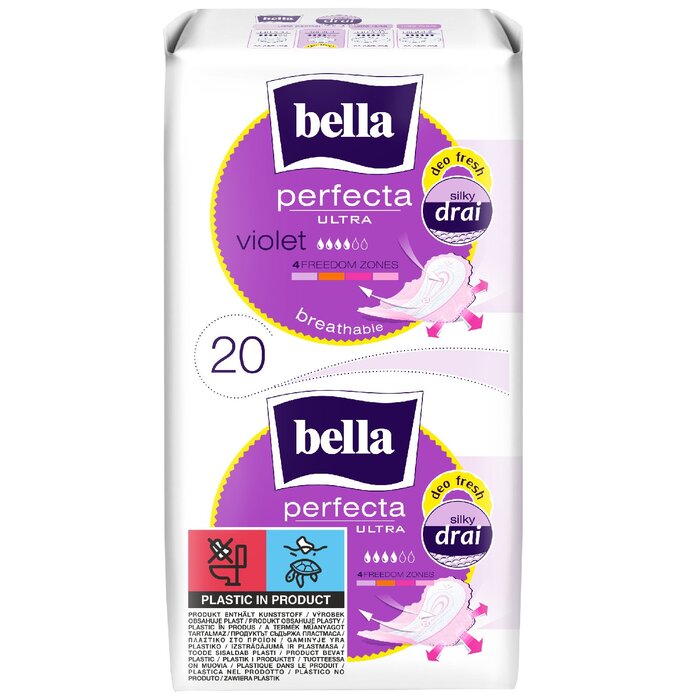 bella Perfecta Ultra Damenbinden Violet mit Flügeln und Duft Silky Drai 20 Stück