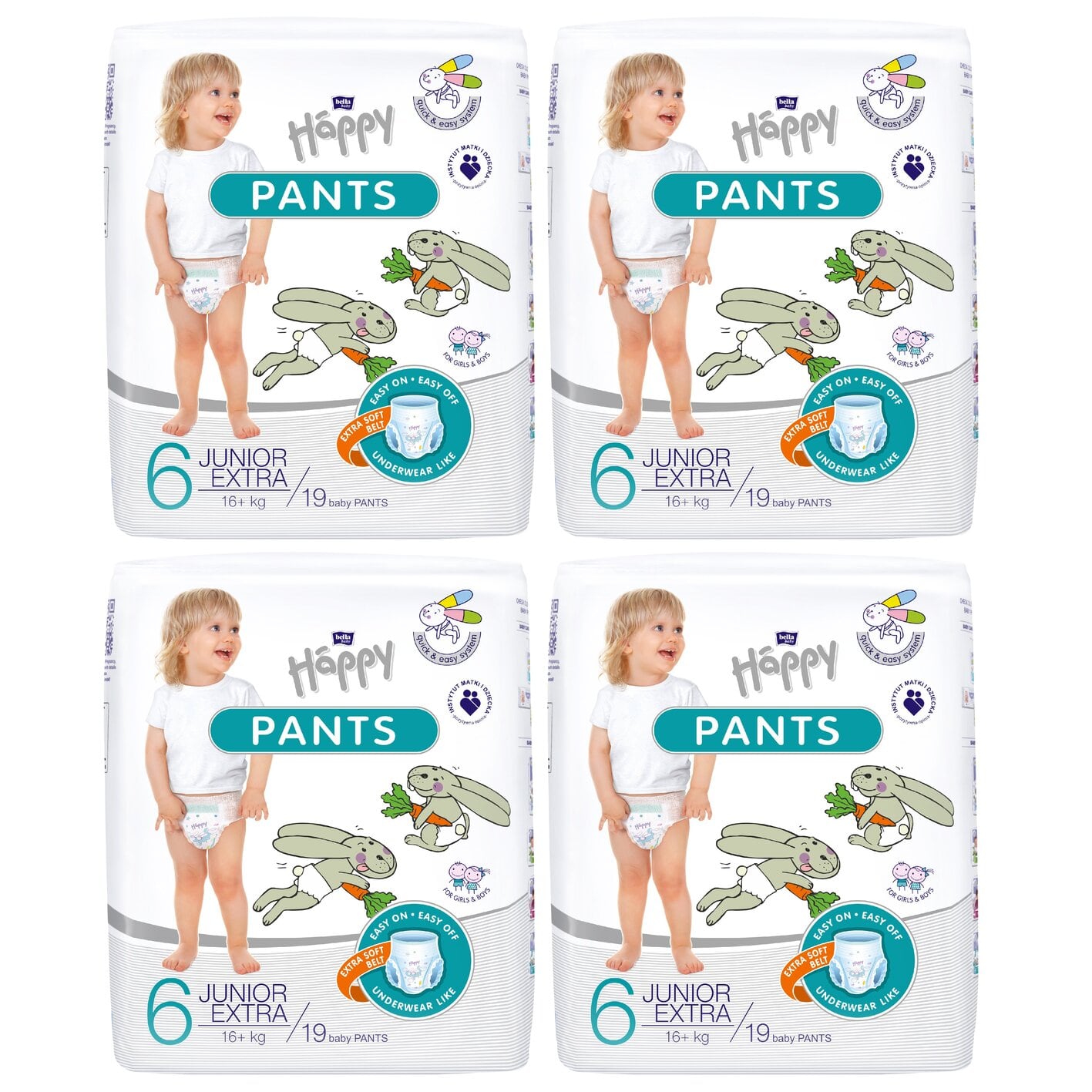 bella baby Happy Pants Gr.6 Junior Extra 16+kg 19 Stück im 4er Pack