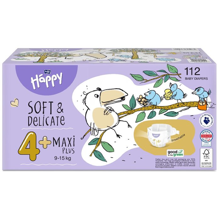 bella baby Happy Windeln Gr.4+ Maxi Plus 9-15kg HAPPY BOX 112 Stück