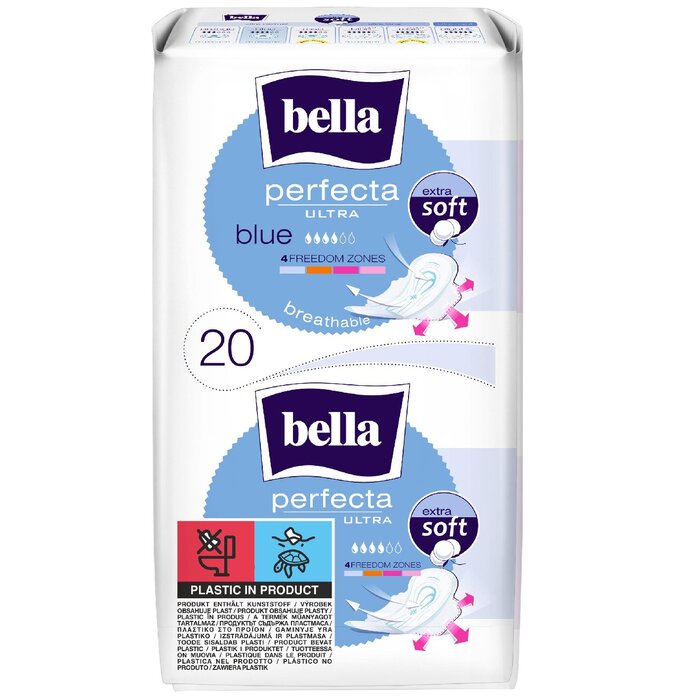 bella Perfecta Ultra Damenbinden Blue mit Flügeln Extra Soft 20 Stück