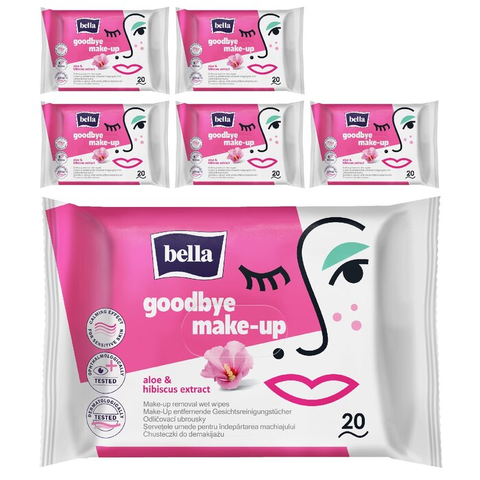 bella goodbye make-up Gesichtsreinigunstücher 20 Stück im 6er Pack