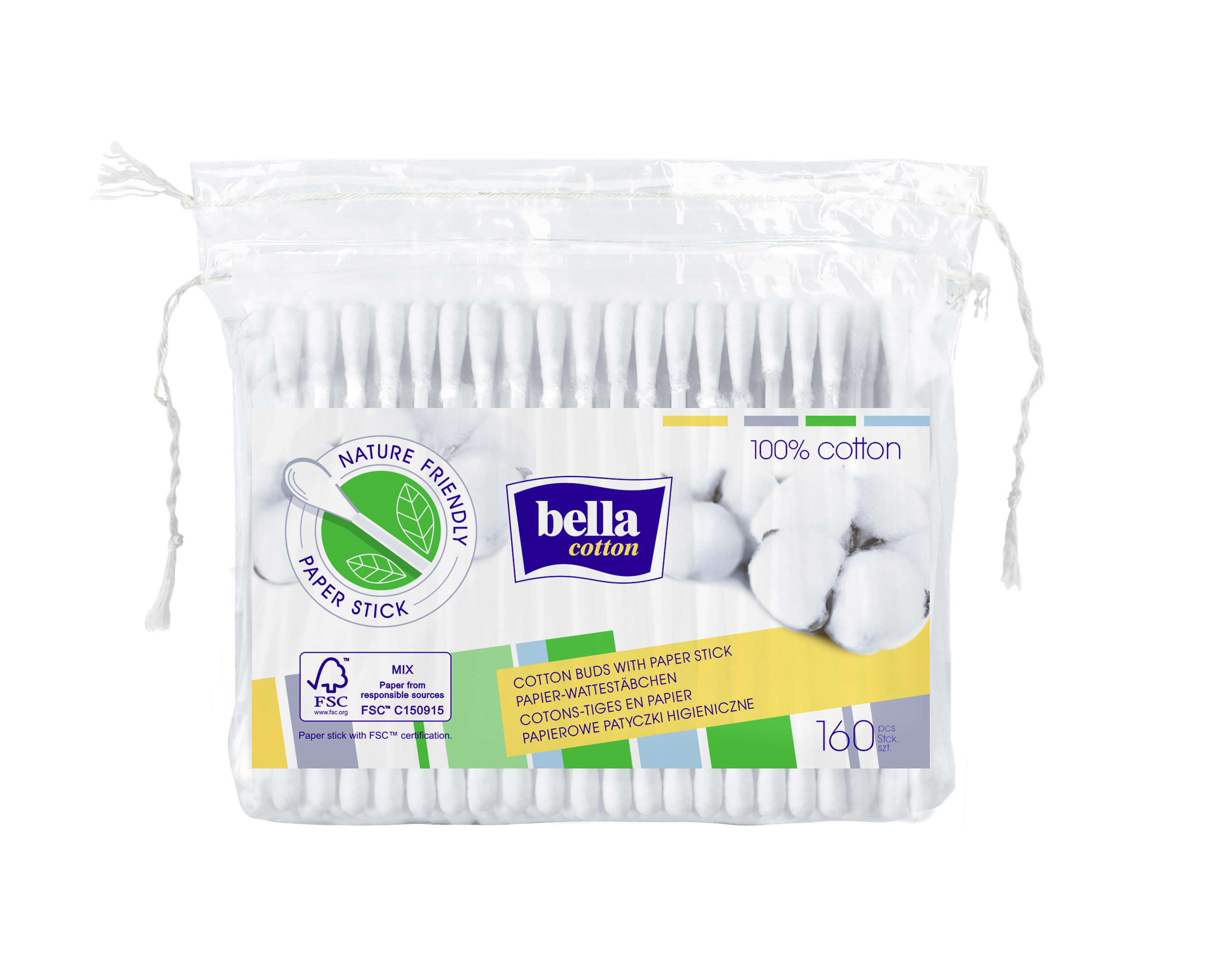 bella cotton Wattestäbchen im Nachfüllpack 160 Stück