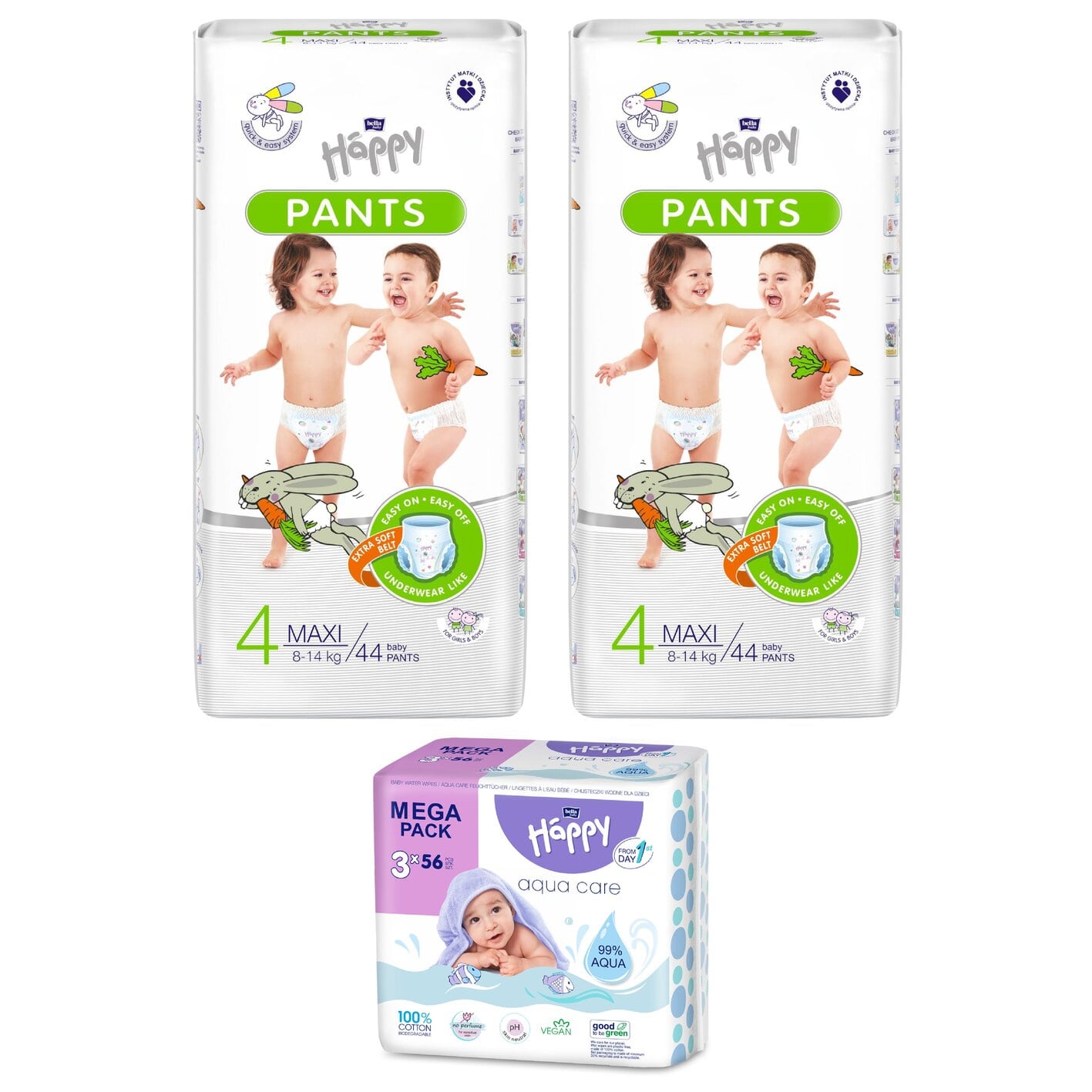 Feuchttücher Sorte: 4er Pack Allantoin & Vitamin E, bella baby Happy Pants: 2x44 Maxi Pants