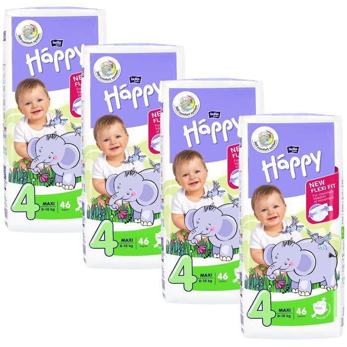 bella baby Happy Windeln Gr.4 Maxi 8-18kg 46 Stück im 4er Pack