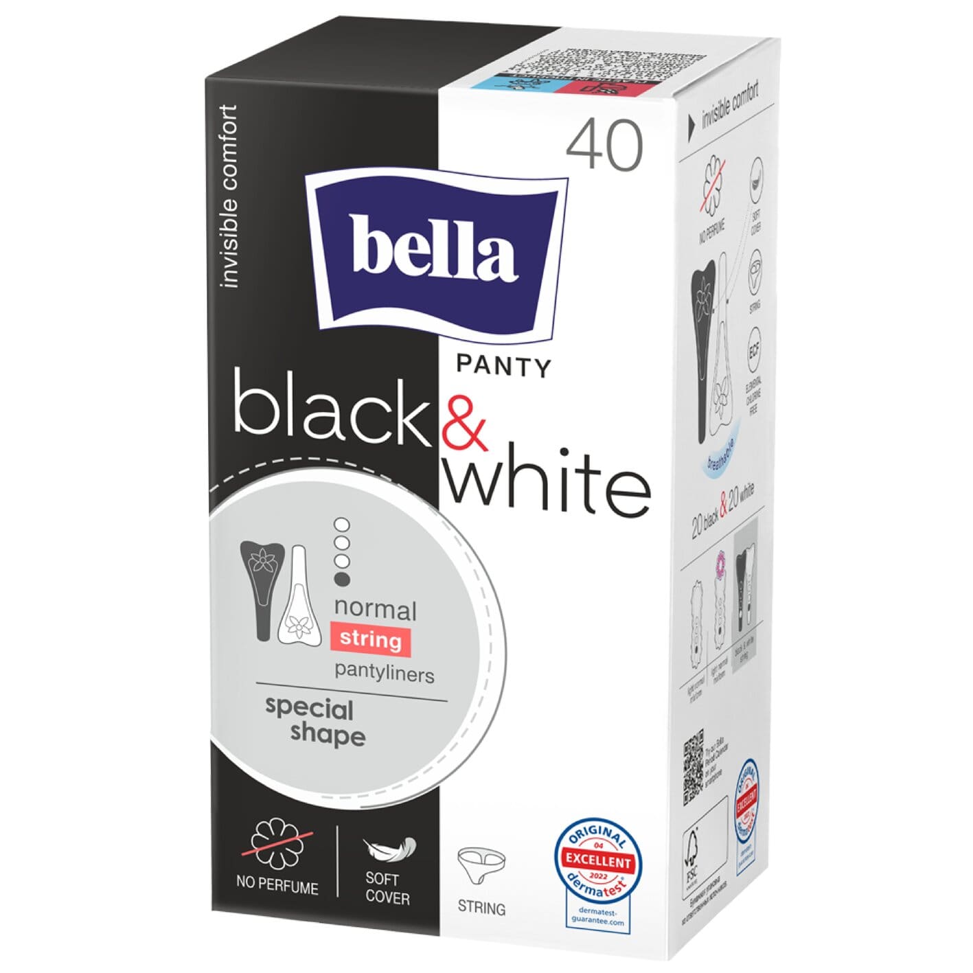 bella Panty Slipeinlagen String Black & White 40 Stück