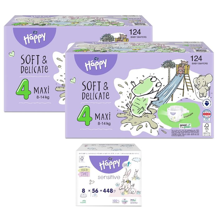 Feuchttücher Sorte: bella baby Happy feuchtes Toilettenpapier Sensitive, 1. Größe bella baby Happy Box Soft & Delicate: bella baby Happy Box Gr. 4 Maxi 8-14kg, 2. Größe bella baby Happy Box Soft & Delicate: bella baby Happy Box Gr. 6 Junior Extra 15+kg