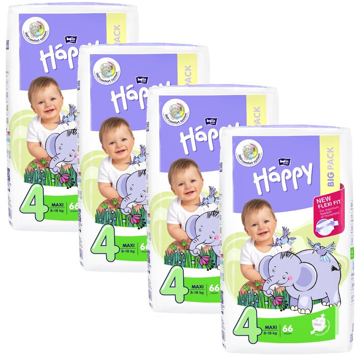 bella baby Happy Windeln Größe 4 Maxi 8-18kg BIG PACK 4x66 Stück