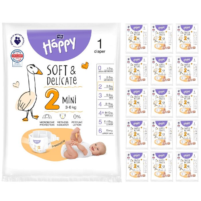 bella baby Happy Windeln Gr.2 Mini 3-6kg 1 Stück 16er Pack