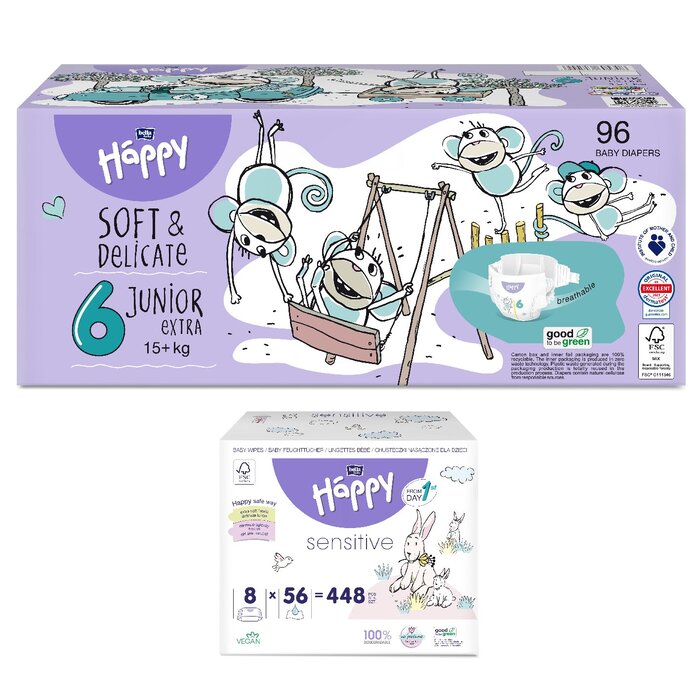 1. Sorte Feuchttücher: feuchtes Toilettenpapier Calendula, 1. Größe bella baby Happy Box : Größe 6 Junior Extra 15+kg