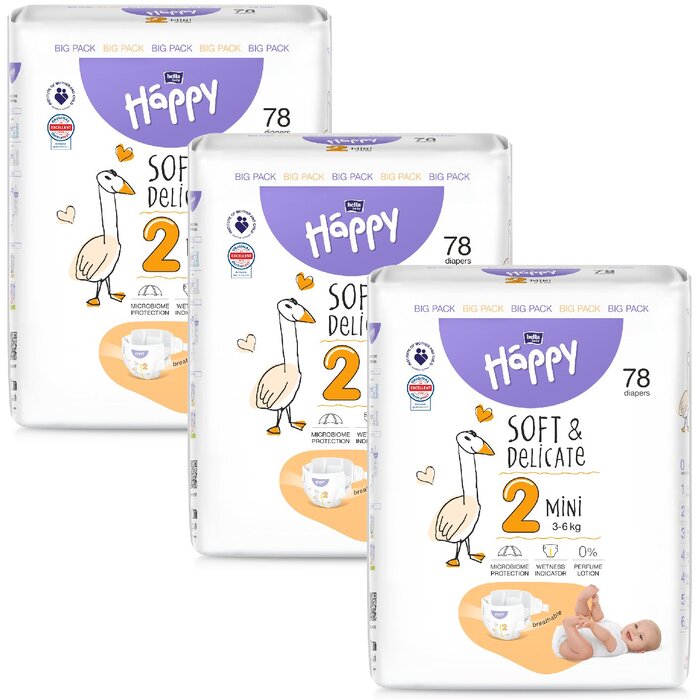 bella baby Happy Windeln Gr.2 Mini 3-6kg BIG PACK 78 Stück 3er Pack