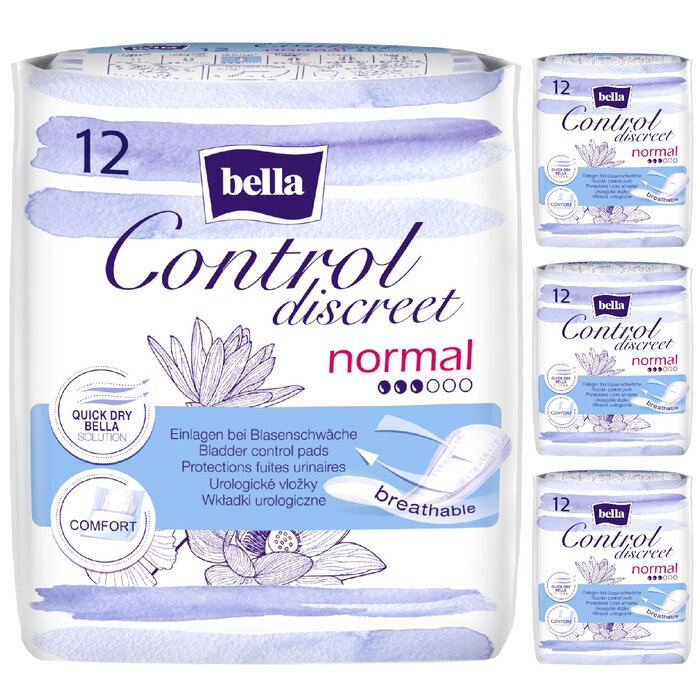 bella Control Discreet Inkontinenz-Einlagen Normal 12 Stück 4er Pack