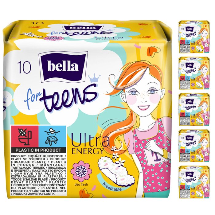 bella for teens Ultra Damenbinden Energy 10 Stück 6er Pack