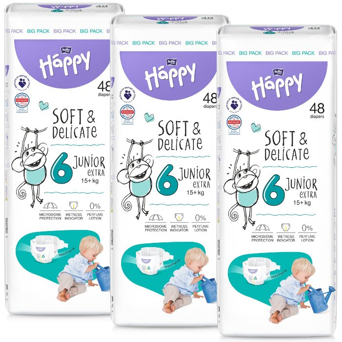 bella baby Happy Windeln Gr.6 Junior Extra 15+kg BIG PACK 48 Stück 3er Pack