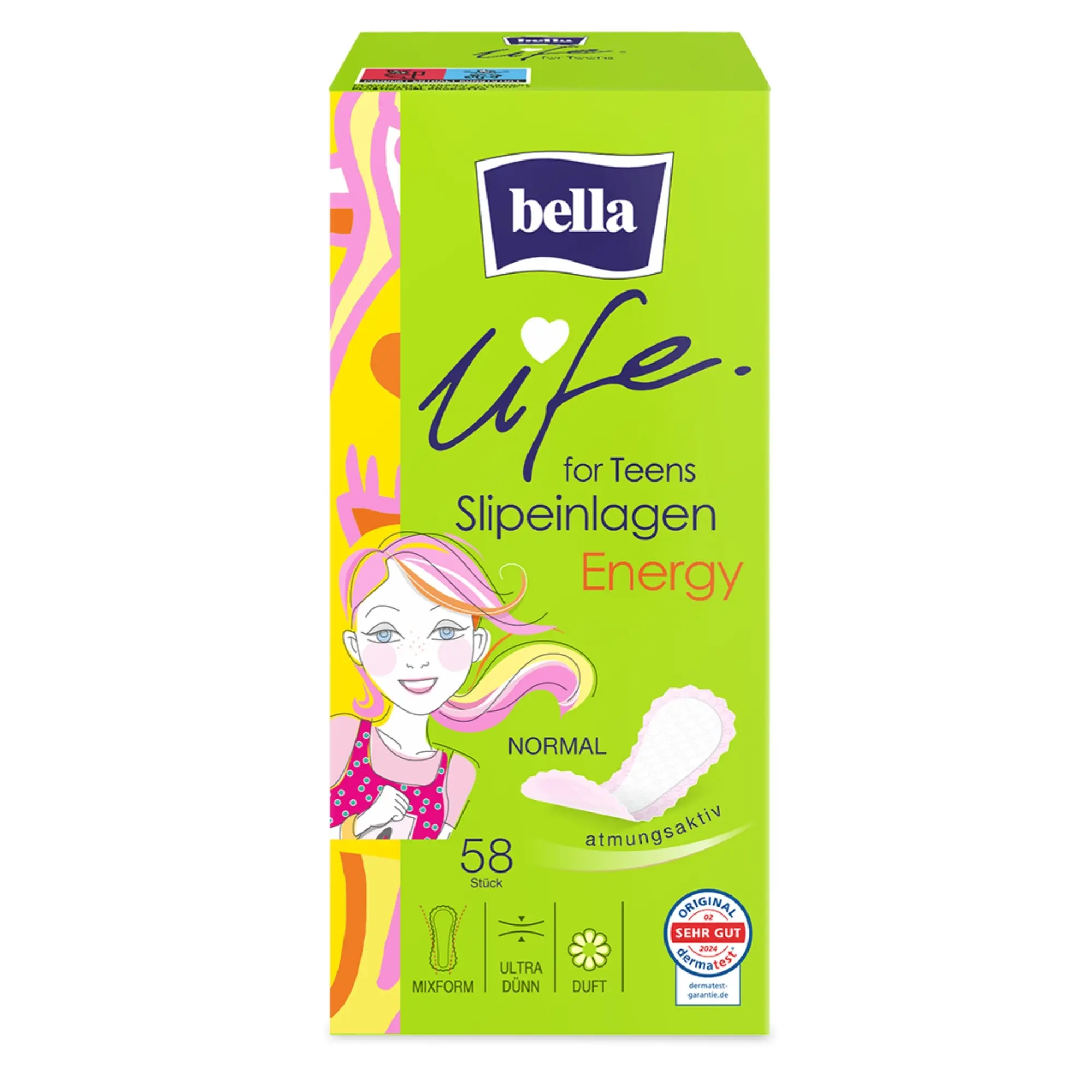 bella for Teens Slipeinlagen Energy Normal 58 Stück