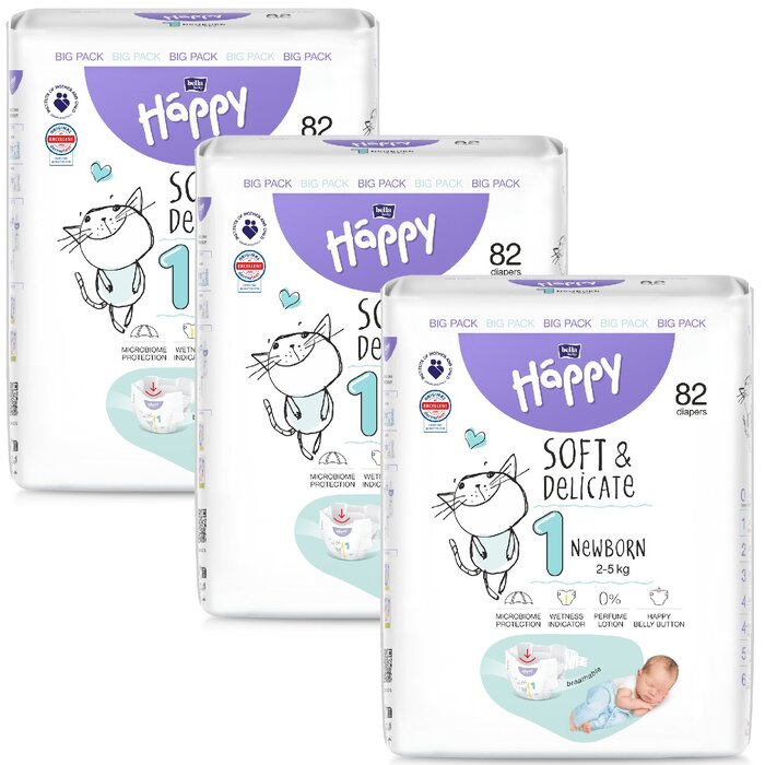 bella baby Happy Windeln Größe 1 Newborn 2-5kg Big Pack 82 Stück 3er Pack